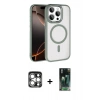 MARSİLYAN™- iPhone 15 Pro Max Kılıf Kıvılcım Prime - Siyah 360 Mat Full Body Arka Koruyucu + PVD Metal Kamera Lens - GS