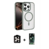 MARSİLYAN™- iPhone 15 Pro Max Kılıf Kıvılcım Prime - Siyah 360 Mat Full Body Arka Koruyucu + PVD Metal Kamera Lens - TU