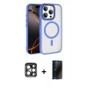 MARSİLYAN™- iPhone 15 Pro Max Kılıf Kıvılcım Prime - Siyah 3D Antistatik Hayalet Cam Ekran Koruyucu + PVD Metal Kamera Lens - LT