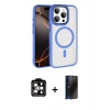 MARSİLYAN™- iPhone 15 Pro Max Kılıf Kıvılcım Prime - Siyah 3D Antistatik Hayalet Cam Ekran Koruyucu + PVD Metal Kamera Lens - TU