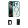 MARSİLYAN™- iPhone 15 Pro Max Kılıf Kıvılcım Prime - Siyah 3D Antistatik Hayalet Cam Ekran Koruyucu + PVD Metal Kamera Lens - TU