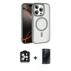 MARSİLYAN™- iPhone 15 Pro Max Kılıf Kıvılcım Prime - Siyah 3D Antistatik Hayalet Cam Ekran Koruyucu + PVD Metal Kamera Lens - TU