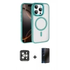 MARSİLYAN™- iPhone 15 Pro Max Kılıf Kıvılcım Prime - Siyah 3D Antistatik Hayalet Cam Ekran Koruyucu + PVD Metal Kamera Lens - GI