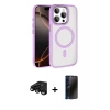 MARSİLYAN™- iPhone 15 Pro Max Kılıf Kıvılcım Prime - Siyah 3D Antistatik Hayalet Cam Ekran Koruyucu + Raze Metal Kamera Lens - SH