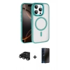 MARSİLYAN™- iPhone 15 Pro Max Kılıf Kıvılcım Prime - Siyah 3D Antistatik Hayalet Cam Ekran Koruyucu + Raze Metal Kamera Lens - SH