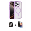 MARSİLYAN™- iPhone 15 Pro Max Kılıf Kıvılcım Prime - Siyah 3D Antistatik Mat Seramik Nano Ekran Koruyucu + PVD Metal Kamera Lens - TU