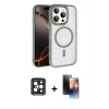 MARSİLYAN™- iPhone 15 Pro Max Kılıf Kıvılcım Prime - Siyah 3D Antistatik Mat Seramik Nano Ekran Koruyucu + PVD Metal Kamera Lens - SH