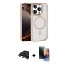 MARSİLYAN™- iPhone 15 Pro Max Kılıf Kıvılcım Prime - Siyah 3D Antistatik Mat Seramik Nano Ekran Koruyucu + Titanyum Gri Raze Metal Kamera Lens