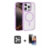 MARSİLYAN™- iPhone 15 Pro Max Kılıf Kıvılcım Prime - Siyah 3D Antistatik Mat Seramik Nano Ekran Koruyucu + Gri PVD Metal Kamera Lens