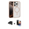 MARSİLYAN™- iPhone 15 Pro Max Kılıf Kıvılcım Prime - Siyah 3D Antistatik Mat Seramik Nano Ekran Koruyucu + Raze Metal Kamera Lens - GS