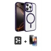 MARSİLYAN™- iPhone 15 Pro Max Kılıf Kıvılcım Prime - Siyah 3D Antistatik Mat Seramik Nano Ekran Koruyucu + PVD Metal Kamera Lens - SH