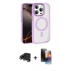 MARSİLYAN™- iPhone 15 Pro Max Kılıf Kıvılcım Prime - Siyah 3D Antistatik Mat Seramik Nano Ekran Koruyucu + Titanyum Gri Raze Metal Kamera Lens