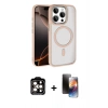 MARSİLYAN™- iPhone 15 Pro Max Kılıf Kıvılcım Prime - Siyah 3D Antistatik Mat Seramik Nano Ekran Koruyucu + PVD Metal Kamera Lens - TU