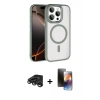 MARSİLYAN™- iPhone 15 Pro Max Kılıf Kıvılcım Prime - Siyah 3D Antistatik Mat Seramik Nano Ekran Koruyucu + Titanyum Gri Raze Metal Kamera Lens