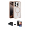 MARSİLYAN™- iPhone 15 Pro Max Kılıf Kıvılcım Prime - Siyah 3D Antistatik Mat Seramik Nano Ekran Koruyucu + Raze Metal Kamera Lens - LT