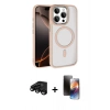 MARSİLYAN™- iPhone 15 Pro Max Kılıf Kıvılcım Prime - Siyah 3D Antistatik Mat Seramik Nano Ekran Koruyucu + Raze Metal Kamera Lens - SH