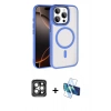 MARSİLYAN™- iPhone 15 Pro Max Kılıf Kıvılcım Prime - Siyah 3D Antistatik Seramik Nano Ekran Koruyucu + Gri PVD Metal Kamera Lens