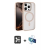 MARSİLYAN™- iPhone 15 Pro Max Kılıf Kıvılcım Prime - Siyah 3D Antistatik Seramik Nano Ekran Koruyucu + Gri PVD Metal Kamera Lens