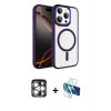 MARSİLYAN™- iPhone 15 Pro Max Kılıf Kıvılcım Prime - Siyah 3D Antistatik Seramik Nano Ekran Koruyucu + PVD Metal Kamera Lens - GS