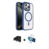 MARSİLYAN™- iPhone 15 Pro Max Kılıf Kıvılcım Prime - Siyah 3D Antistatik Seramik Nano Ekran Koruyucu + Raze Metal Kamera Lens - LT