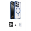 MARSİLYAN™- iPhone 15 Pro Max Kılıf Kıvılcım Prime - Siyah Bilvis 0.18mm Plus Cam Ekran Koruyucu + PVD Metal Kamera Lens - LT