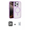 MARSİLYAN™- iPhone 15 Pro Max Kılıf Kıvılcım Prime - Siyah Bilvis 0.18mm Plus Cam Ekran Koruyucu + PVD Metal Kamera Lens - GI