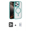 MARSİLYAN™- iPhone 15 Pro Max Kılıf Kıvılcım Prime - Siyah Bilvis 0.18mm Plus Cam Ekran Koruyucu + PVD Metal Kamera Lens - GI