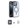 MARSİLYAN™- iPhone 15 Pro Max Kılıf Kıvılcım Prime - Siyah Bilvis 0.18mm Plus Cam Ekran Koruyucu + PVD Metal Kamera Lens - SH