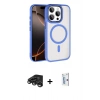 MARSİLYAN™- iPhone 15 Pro Max Kılıf Kıvılcım Prime - Siyah Bilvis 0.18mm Plus Cam Ekran Koruyucu + Titanyum Gri Raze Metal Kamera Lens