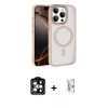 MARSİLYAN™- iPhone 15 Pro Max Kılıf Kıvılcım Prime - Siyah Bilvis 0.18mm Plus Cam Ekran Koruyucu + Turuncu PVD Metal Kamera Lens