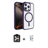 MARSİLYAN™- iPhone 15 Pro Max Kılıf Kıvılcım Prime - Siyah Bilvis 0.18mm Plus Cam Ekran Koruyucu + Turuncu PVD Metal Kamera Lens