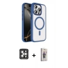 MARSİLYAN™- iPhone 15 Pro Max Kılıf Kıvılcım Prime - Siyah Bilvis 3D Cam Ekran Koruyucu + PVD Metal Kamera Lens - GI