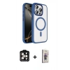 MARSİLYAN™- iPhone 15 Pro Max Kılıf Kıvılcım Prime - Siyah Bilvis 3D Cam Ekran Koruyucu + PVD Metal Kamera Lens - TU