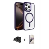 MARSİLYAN™- iPhone 15 Pro Max Kılıf Kıvılcım Prime - Siyah Bilvis 3D Mat Cam Ekran Koruyucu + Raze Metal Kamera Lens - TMGI