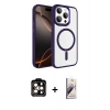 MARSİLYAN™- iPhone 15 Pro Max Kılıf Kıvılcım Prime - Siyah Bilvis 3D Mat Cam Ekran Koruyucu + PVD Metal Kamera Lens - TU