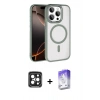 MARSİLYAN™- iPhone 15 Pro Max Kılıf Kıvılcım Prime - Siyah Bilvis 5in1 3D Magic Cam Ekran Koruyucu + PVD Metal Kamera Lens - SH