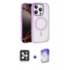 MARSİLYAN™- iPhone 15 Pro Max Kılıf Kıvılcım Prime - Siyah Bilvis 5in1 3D Magic Cam Ekran Koruyucu + PVD Metal Kamera Lens - SH