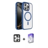 MARSİLYAN™- iPhone 15 Pro Max Kılıf Kıvılcım Prime - Siyah Bilvis 5in1 3D Magic Cam Ekran Koruyucu + PVD Metal Kamera Lens - GS