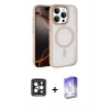 MARSİLYAN™- iPhone 15 Pro Max Kılıf Kıvılcım Prime - Siyah Bilvis 5in1 3D Magic Cam Ekran Koruyucu + PVD Metal Kamera Lens - SH