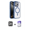 MARSİLYAN™- iPhone 15 Pro Max Kılıf Kıvılcım Prime - Siyah Bilvis 5in1 3D Magic Cam Ekran Koruyucu + PVD Metal Kamera Lens - SH