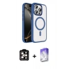 MARSİLYAN™- iPhone 15 Pro Max Kılıf Kıvılcım Prime - Siyah Bilvis 5in1 3D Magic Cam Ekran Koruyucu + PVD Metal Kamera Lens - TU