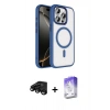 MARSİLYAN™- iPhone 15 Pro Max Kılıf Kıvılcım Prime - Siyah Bilvis 5in1 3D Magic Cam Ekran Koruyucu + Raze Metal Kamera Lens - SH