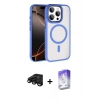 MARSİLYAN™- iPhone 15 Pro Max Kılıf Kıvılcım Prime - Siyah Bilvis 5in1 3D Magic Cam Ekran Koruyucu + Raze Metal Kamera Lens - SH