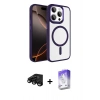 MARSİLYAN™- iPhone 15 Pro Max Kılıf Kıvılcım Prime - Siyah Bilvis 5in1 3D Magic Cam Ekran Koruyucu + Raze Metal Kamera Lens - SH
