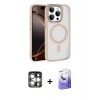 MARSİLYAN™- iPhone 15 Pro Max Kılıf Kıvılcım Prime - Siyah Bilvis 5in1 5D Magic Hayalet Cam Ekran Koruyucu + PVD Metal Kamera Lens - GS