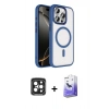 MARSİLYAN™- iPhone 15 Pro Max Kılıf Kıvılcım Prime - Siyah Bilvis 5in1 5D Magic Hayalet Cam Ekran Koruyucu + Siyah PVD Metal Kamera Lens