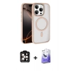 MARSİLYAN™- iPhone 15 Pro Max Kılıf Kıvılcım Prime - Siyah Bilvis 5in1 5D Magic Hayalet Cam Ekran Koruyucu + PVD Metal Kamera Lens - TU