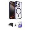 MARSİLYAN™- iPhone 15 Pro Max Kılıf Kıvılcım Prime - Siyah Bilvis 5in1 5D Magic Hayalet Cam Ekran Koruyucu + Raze Metal Kamera Lens - GS