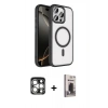 MARSİLYAN™- iPhone 15 Pro Max Kılıf Kıvılcım Prime - Siyah Bilvis Hayalet Cam Ekran Koruyucu + PVD Metal Kamera Lens - GS
