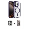 MARSİLYAN™- iPhone 15 Pro Max Kılıf Kıvılcım Prime - Siyah Bilvis Hayalet Cam Ekran Koruyucu + PVD Metal Kamera Lens - GS